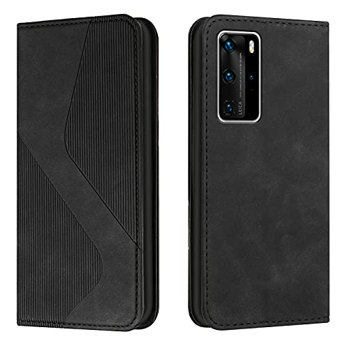 Image of Mo-Somnus Compatible with Huawei P40 Pro Case, Shockproof Wallet Case PU Leather with Card Holder Folding Stand Magnetic Protect Flip Cover for Huawei P40 Pro Phone Cases (Black)