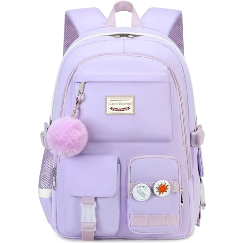 School Backpack for Girls Laptop Backpack Cute Bookbag Kawaii College Backpack School Backpacks for Teens Girls Student (Purple)