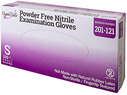 OmniTrust Nitrile Examination Gloves, Size Small, 100 per Box, Blue, (201-121)