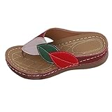 Genérico Sandalias Mujer Plataforma Comodas Zapato Verano Zapatillas de Playa de Verano para Mujer con Gruesa Y Clip En La Punta,con Tacón Espiga Y Punta Abierta. Cuñas (Red,40)