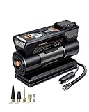 ENGINDOT 150PSI Luftkompressor, 12V Reifenpumpe mit Digital LCD LED Taschenlampe, Elektrische Luftpumpe für Auto Reifen, Fahrrad Motorrad und Bälle inkl. Adapter-Set Werkzeugtasche