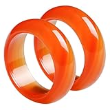 Operitacx Juego de 2 Anillos de Cornalina Naranja para Mujer, Diseño Elegante y Ligero Banda Interior Cómoda, Adecuado para Uso Diario y Bodas