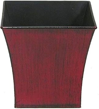 Admired by Nature Hand Painted Red and Black 7" H Square Plastic Pot - for Home Decor, Plant Organization, Planters, Succulents, Gardens, Storage - Red & Black