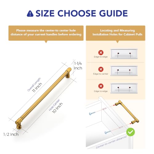 Image of Ravinte Brushed Brass Kitchen Pulls Cabinet Handles 10 Inch 10 Pack
