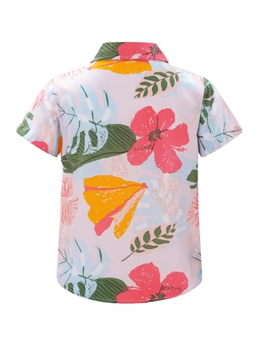 Boys Hawaiian Shirt Short Sleeve Button Down Tropical Luau Shirt Summer Beach Tops for Kids 5-12Years2