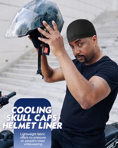Image of 9 Pcs Cooling Skull Cap Camo Liner Sweat Wicking Lightweight Cycling Cap Running Hat for Men Women