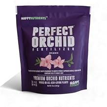 سماد مسحوق Perfect Orchid من Happy Nutrients سعة 12 أونصة لبساتين الفاكهة والنباتات المحبة للأحماض - مغذيات بساتين الفاكهة الممتازة للأزهار النابضة بالحياة والجذور القوية وأوراق الشجر المورقة