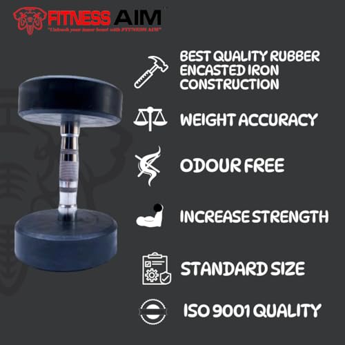 Image of Bouncer Round Dumbbells Set for Home Gym | 2.5kg Dumbbells Set of 2 | Fitness Gym Dumbbell set for Home Workout | Anti Skid rubber Dumbbell set | Weights for Workout (Black)