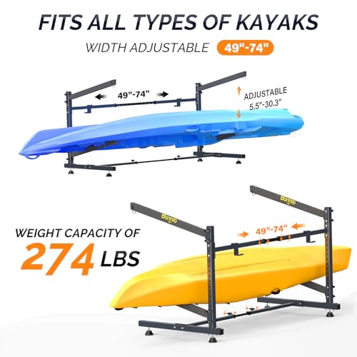 image for Bonnlo Kayak Storage Rack, Adjustable Heavy Duty Kayak Rack for 2 Kaya