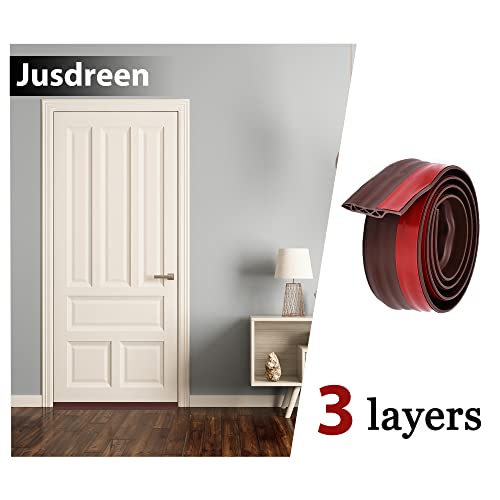 Jusdreen Door Sealing Strip,Door Sweep For Exterior & Interior Sound Insulation Strip,Strong Adhesive Door Sweep Soundproof Weather Stripping, 2" W X 39" L, Brown #TOP3