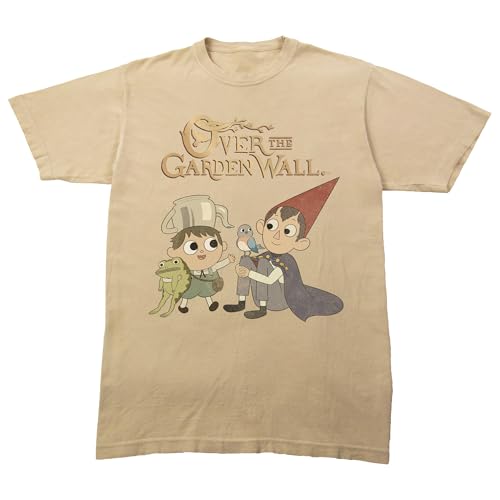 Over The Garden Wall Characters Sitting Adult Sand Crew Neck Short Sleeve T-Shirt-XL