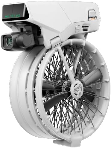 Drone DJI Neo visto de perfil lateral, evidenciando seu design compacto e facilidade de transporte.