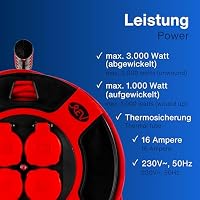 REV Kabeltrommel EX - 40m Outdoor, Überhitzungsschutz, 4 Steckdosen, rot – Ansicht 7