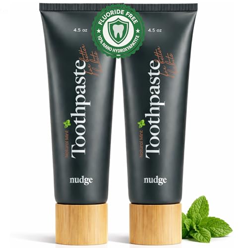 Nudge 10% Nano Hydroxyapatite Toothpaste, Enamel Friendly Advanced Clean, Fluoride Free & SLS Free, Natural Mint, 4.5 oz (Pack of 2)