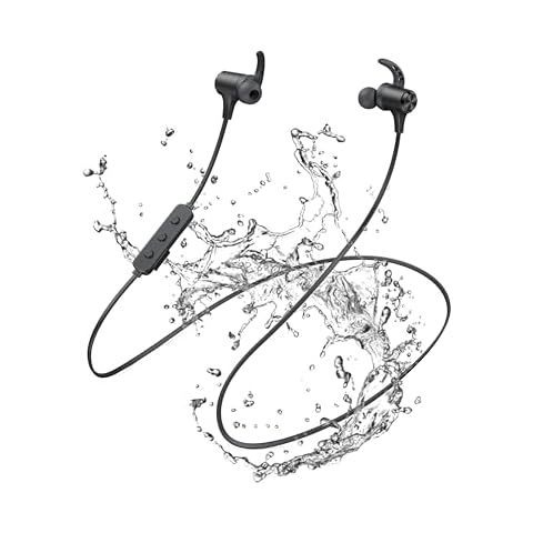 Bluetooth Headphones, 24H Playback aptX-HD Wireless Earbuds IPX7 Bluetooth 5.2 Earbuds with Magnetic Neckband, Lightweight, Bulit-in Mic, Fast Charging, Waterproof Earphones for Workout, Gym, Running Cover