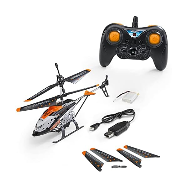 Revell Control 23817 RC Helikopter mit Fernbedienung Interceptor, Anti-Crash-Sensor, GHz, Start/Landung auf Knopfdruck, HÃ¶hensensor Ferngesteuerter Hubschrauber, Silber/Orange, 24 cm