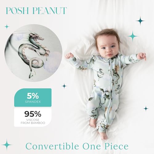 Image of Posh Peanut Convertible Baby Sleepers - Footless Baby Pajamas with 2 Way Zipper for Easy Diaper Changes