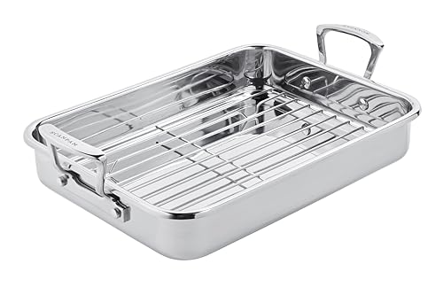 Plat à rôtir avec grille en métal argenté robuste pour haute cuisson