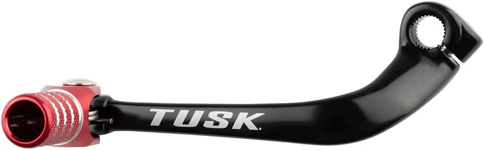 Tusk Folding Shift Lever +10mm Black/Red Tip for Honda CRF110F 2013-2025 - Forged Aluminum, Strongest & Lightest