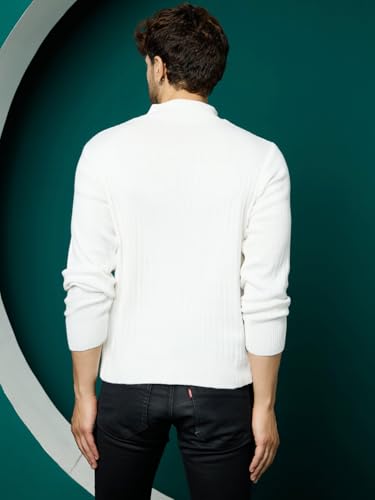 Image of Kvetoo Men High Neck Zipper Full Sleeve Woolen Winter Sweater