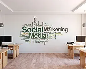 Divine Designs? PVC Vinyl Self-Adhesive Social Media Words Wall Sticker for Living Room, Bedroom, Office Wall Decoration (18 X 30 INCH) Pack 1
