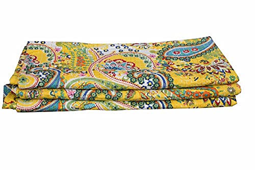 Sophia-Art Indian Handmade Paisley Print King Size Kantha Quilt, Kantha Blanket, Bed Cover, King Kantha Bedspread, Bohemian Bedding Kantha Size 90 Inch x 108 Inch (Multi)