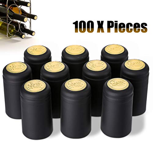 Janolia Heat Shrink Capsules, 100Pcs Wine Shrink Caps Bottle Seals, Easily Seal