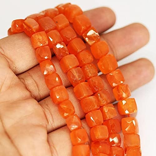 Perles cornaline naturelle cubiques 7mm fil perles carrées lisses loisirs créatifs