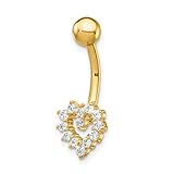 Ryan Jonathan Fine Jewelry 14k Yellow Gold Cubic Zirconia Heart Belly Ring