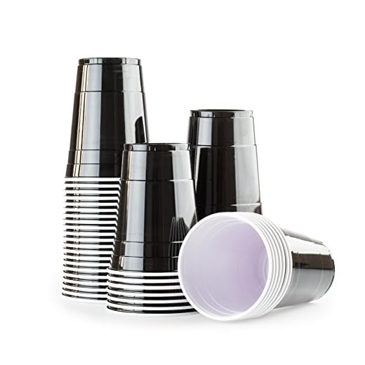 Vasos Negros Americanos 100 x Black Party Cups para Fiestas - Beer Pong Original 500 ml - varios colores | Estudiante y cumpleaños | Grande cerveza Vajilla desechables de plástico | Red Celebration