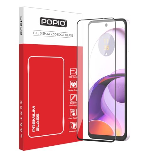 Image of POPIO Tempered Glass Screen Protector Compatible For Motorola Moto G64 (Black) Cellphone With Edge To Edge Coverage And Easy Installation Kit