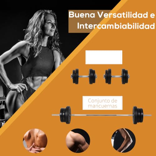 Miniatura 5 de Homcom Juego De Pesas De 55 Kg Con Mancuernas Y Barra Pesos Ajustables 2 En 1 Con Discos Barra De 170 Cm Para Culturismo Entrenamiento Fitness En Hogar Gimnasio Negro