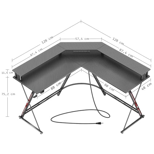 Bureau de jeu DANVERS Noir 120 cm 60 cm LED RVB