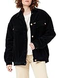 Sostenible: Recycled Fabrics Wrangler 80´S Sherpa Jacket Chaqueta Vaquera, Caviar Negro, XL para Mujer