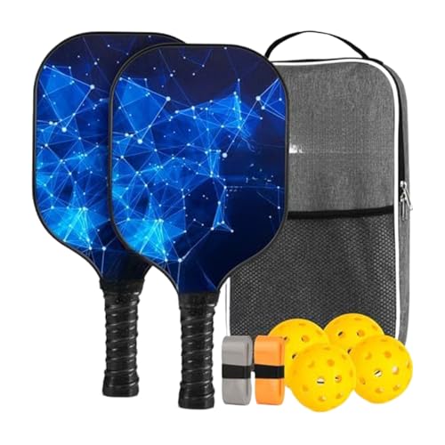 Juego de pickleball | Pala deportiva de agarre cómodo, fibra de vidrio ligera, accesorios deportivos ergonómicos para deportes, mujeres, hombres y niñas, así como para el hogar, exterior, interior y