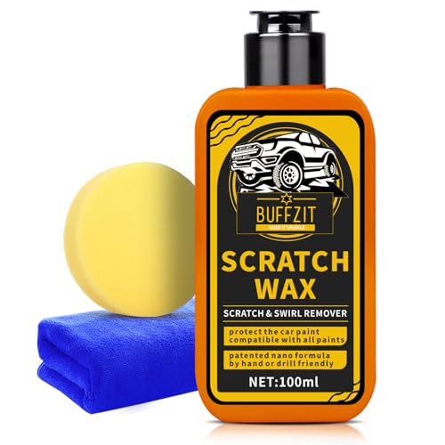 BUFFZIT Car Scratch Remover & Polishing Compound - Effectively Eliminates Light Scratches, Hazy Paint, and Swirl Marks, Includes Sponges and Towels, 100ML/3.4oz