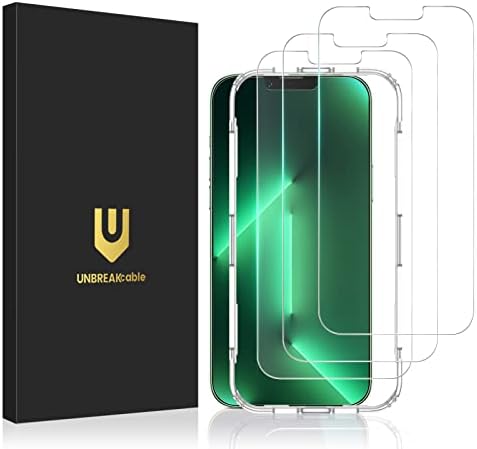UNBREAKcable 3-Pack Screen Protector for iPhone 13 Pro Max, HD Clarity 9H Hardness 0.33mm Shatterproof Tempered Glass Screen Protector for iPhone 13 Pro Max 6.7inch with Easy Installation Tray, (UBXi402)