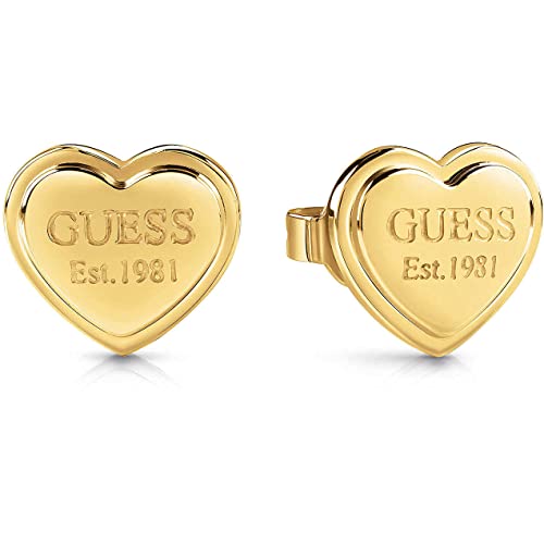 Image of Guess JUBE02179JWYG Women's Heart Stud Earrings Gold, Stainless Steel