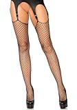 LEG AVENUE 9040 - Lycra-Netzstrümpfe ohne Borde, Einheitsgröße, Schwarz