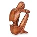 NOVICA Brown Thought And Meditation Wood Sculpture, 7.75
