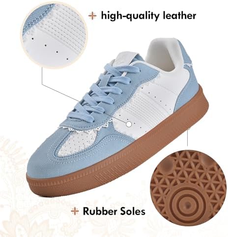 JACKSHIBO Women's Ribbon Lace-Up Fashion Sneakers Arch Support Gum Sole Tennis Walking Shoes with Memory Foam - Image 6