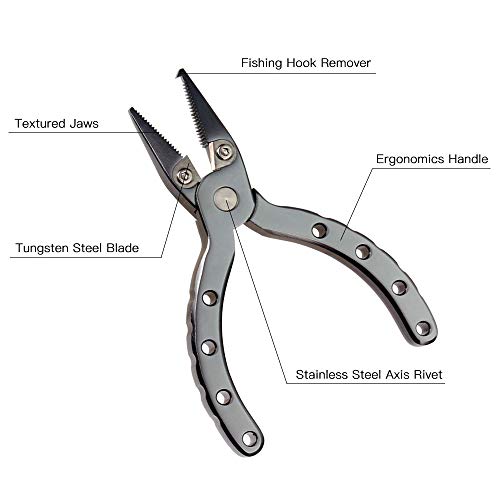 Alicate de pesca, Andoer Mini alicate de pesca portátil removedor de anzol Alicate de pesca tesoura