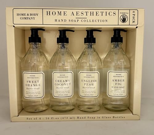 Home and Body Company |Home Aesthetics | Hand Wash Ultra Moisturizing Formula in Glass Bottles | SET OF 4 | Sweet Orange, Creamy Coconut, English Pear, Amber Fig image 4