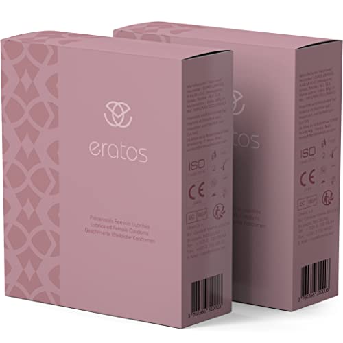 ERATOS - Préservatif Féminine - Avec Donut d’Insertion Breveté - Latex d’Origine Naturel Sans Odeur - Lubrifiant à base d’Eau - Norme CE - Lot de 4 Préservatifs