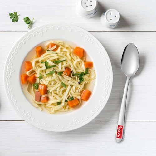 Image of HAZEL Stainless Steel Spoon Set of 6 | 16cm Durable Steel Spoons for Kitchen & Dining | Rust-Resistant Cutlery