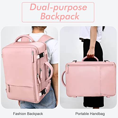 Rinlist Travel Laptop Backpack Carry On Backpack for Men Women Flight Approved College School Computer Bag for Business Hiking Personal Item Backpack Fits 15.6 Inch Notebook Pink の商品画像 6