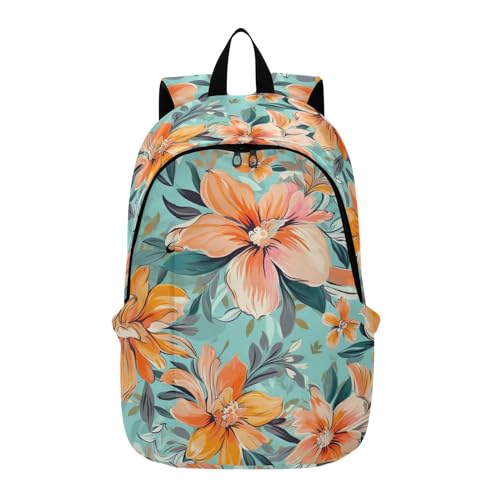 MCHIVER Travel Backpack Colorful Hibiscus Flowers Casual Daypack Backpacks Lightweight Carry on Bag Water Resistant Hiking Backpack for Women and Men