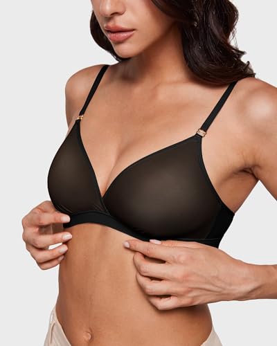 INLYRIC Women's Cosnufy Sheer Triangle Bralettes - Unlined Mesh Sexy Comfortable No Padding Bras No Underwire4