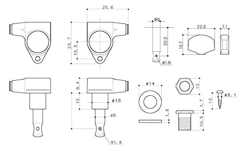 Amazon.co.jp: GOTOH ギターペグ ロトマチックタイプ 01ボタン 3+3