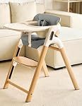 Momcozy Coussin de chaise haute & Ensemble de dossier - Support ergonomique pour les chaises Dinerpal, lavable en machine avec coussinet gris avec conception non-dérapante